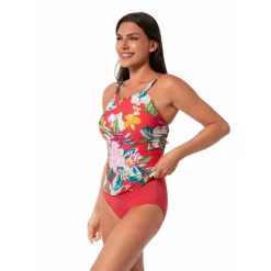 MORNING BLOOM AUDREY DRAPE TANKINI TOP