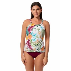 MYSTIC TROPIC AUDREY DRAPED TANKINI TOP