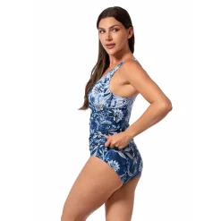 OCEAN MOSAIC AMBER V-NECK TANKINI TOP