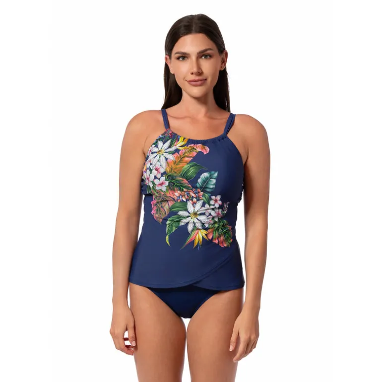 PALM DELIGHT AUDREY DRAPE TANKINI TOP