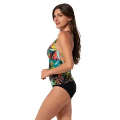 SUNSET MAGIC AMBER V-NECK TANKINI TOP