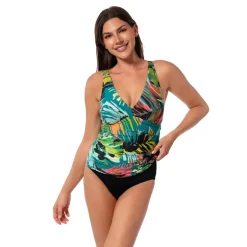 SUNSET MAGIC AMBER V-NECK TANKINI TOP